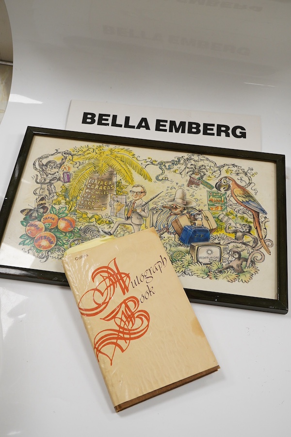 An archive of autographs and signed books relating to Bella Emberg, famed for her work on the Russ Abbot Show, and having originally come from her estate, comprising signatures of mainly television stars of the 1970s, 80